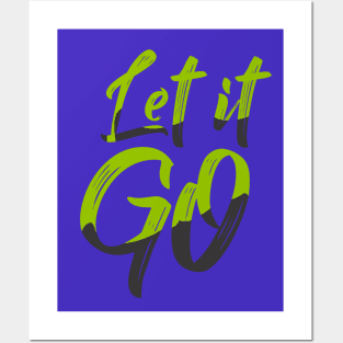 Let It Go Narcissist Survivor Divorce Party Trendy Green And Black Typography Posters and Art